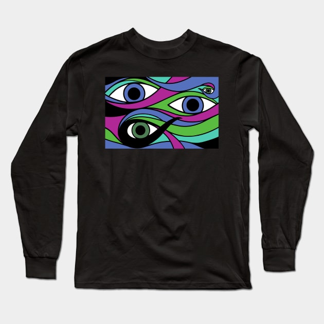 Trippy Eyeball Purple Long Sleeve T-Shirt by Bee Trippy